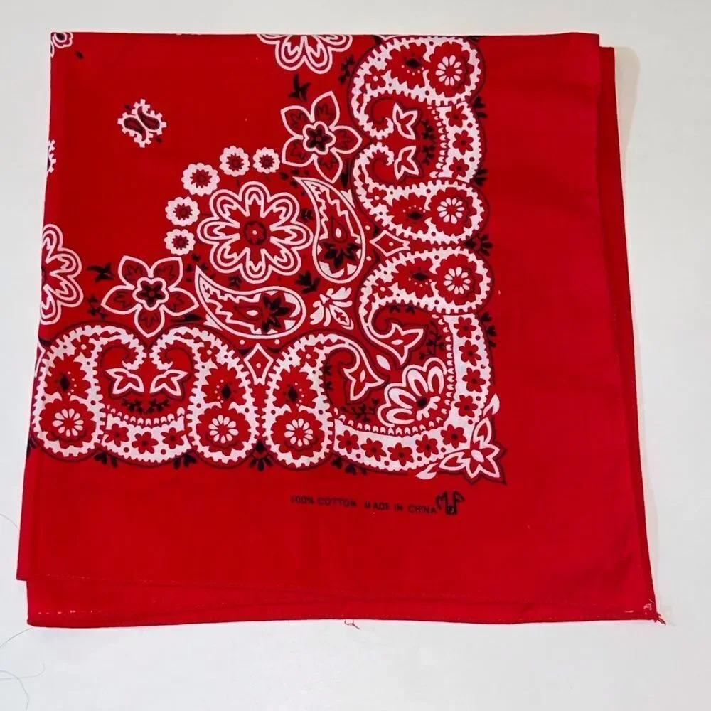 Classic Red Paisley Bandana Style Vintage Size Approximately 25X25
